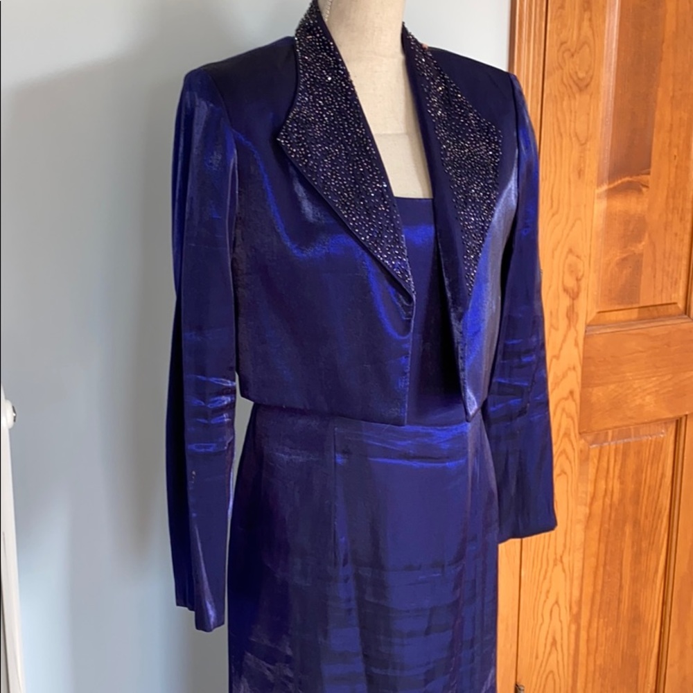 J. R. Nites Iridescent Indigo Maxi w/Blazer